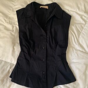 Y2K Black Sleeveless Button-Up Top